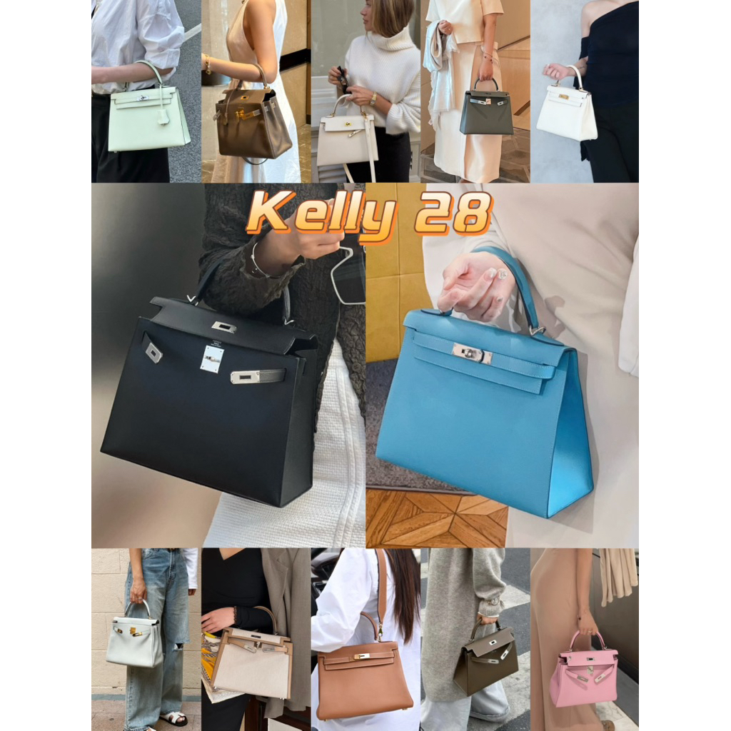 🧡   100% เดิม Kelly 28 Togo หนังวัววัสดุกระเป๋าถือกระเป๋าสะพายหลายสีตัวเลือก 👜