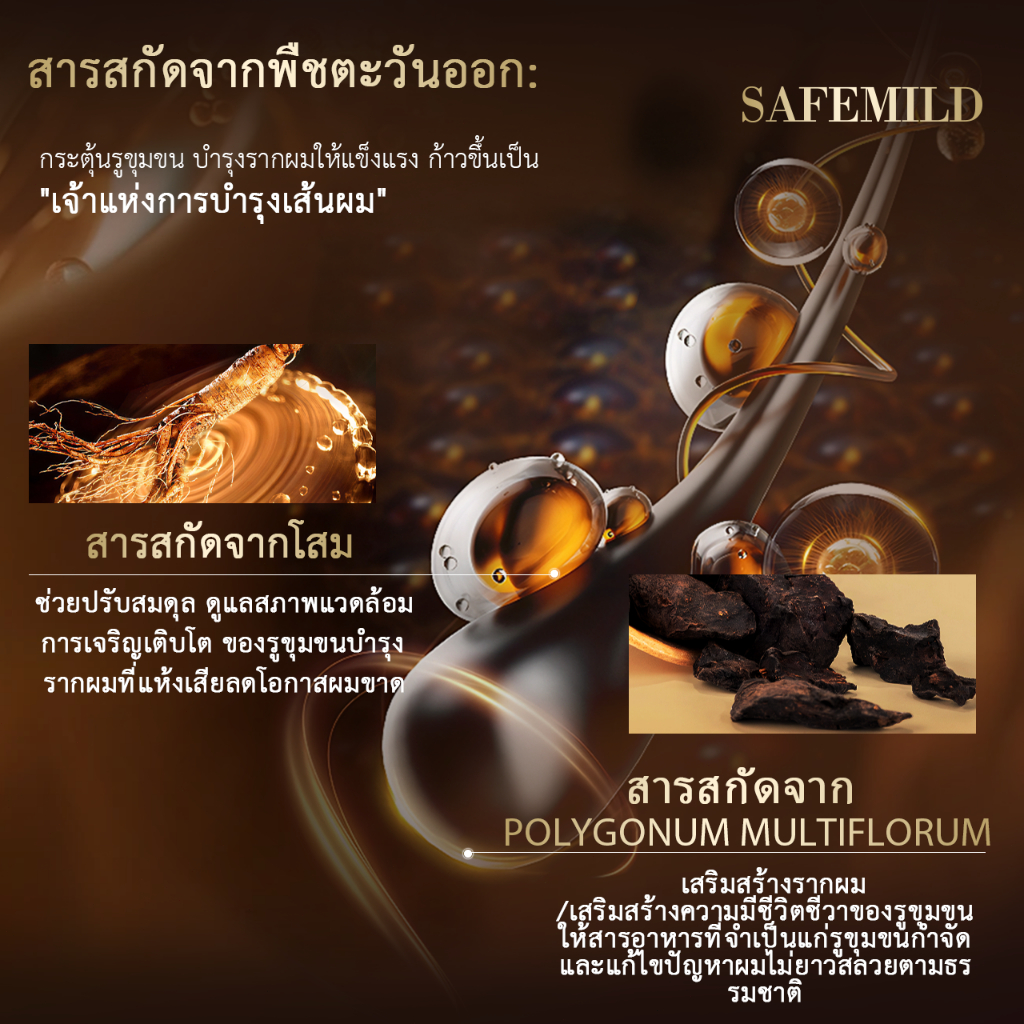 SAFEMILD แชมพูสมุนไพรโบราณ แก้ปัญหาผมร่วง ทำให้ผมขาวกลับมาดำ บำรุงผมด้วยส่วนผสมจากธรรมชาติ Y9-25 - รูปที่ 5