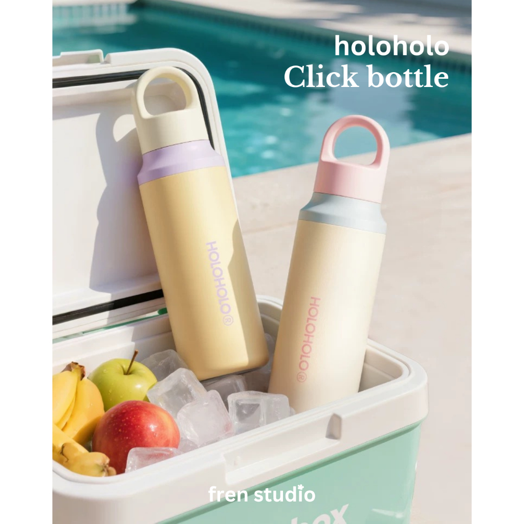 (พร้อมส่ง)Holoholo Click bottle กระบอกน้ำเก็บอุณหภูมิสีน่ารัก เปิดง่ายเพียงแค่คลิกเดียวl fren studio