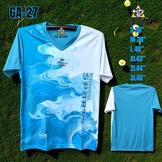 เสื้อกีฬาพิมลายตัวใหม่ล่าสุด GA-27 คอวีสวย ผ้าดีทรงตรงใส่ได้ชายหญิง สินค้าพร้อมส่ง