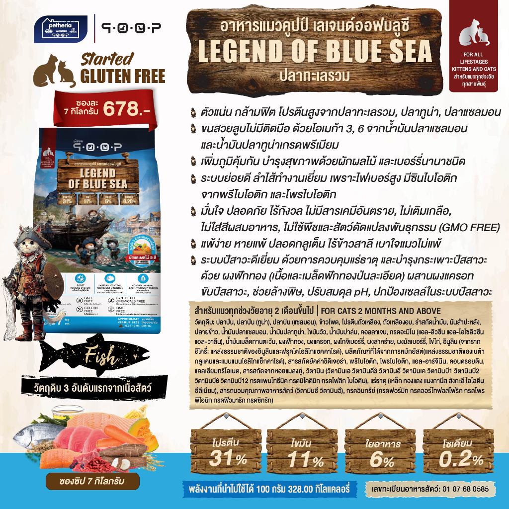 qoop - อาหารแมวคูปป์ [STARTED GLUTEN FREE] [สำหรับแมวทุกช่วงวัย] 7 KG - รูปที่ 4