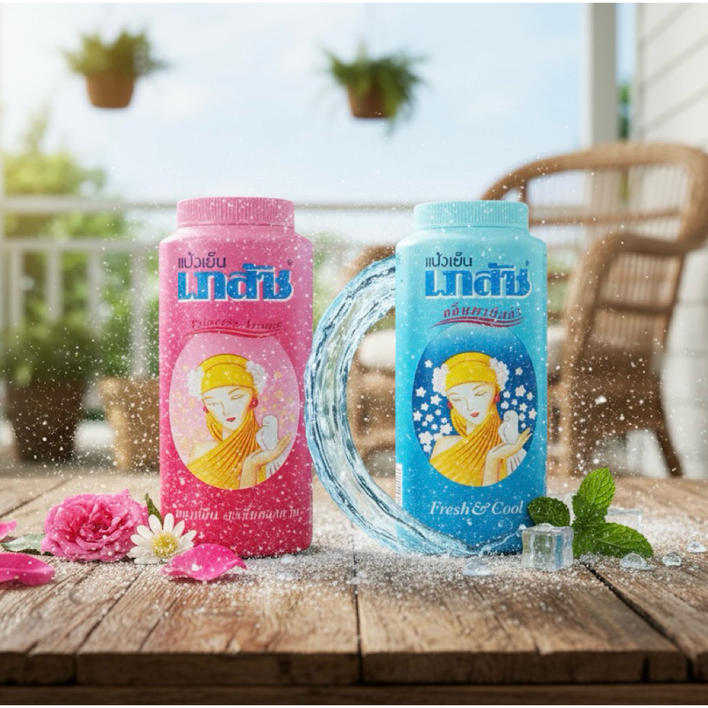 Bhaesaj แป้งเย็นเภสัช 50 กรัม  ป้องกันและบรรเทาผดผื่นคัน สดชื่นเย็นสบาย