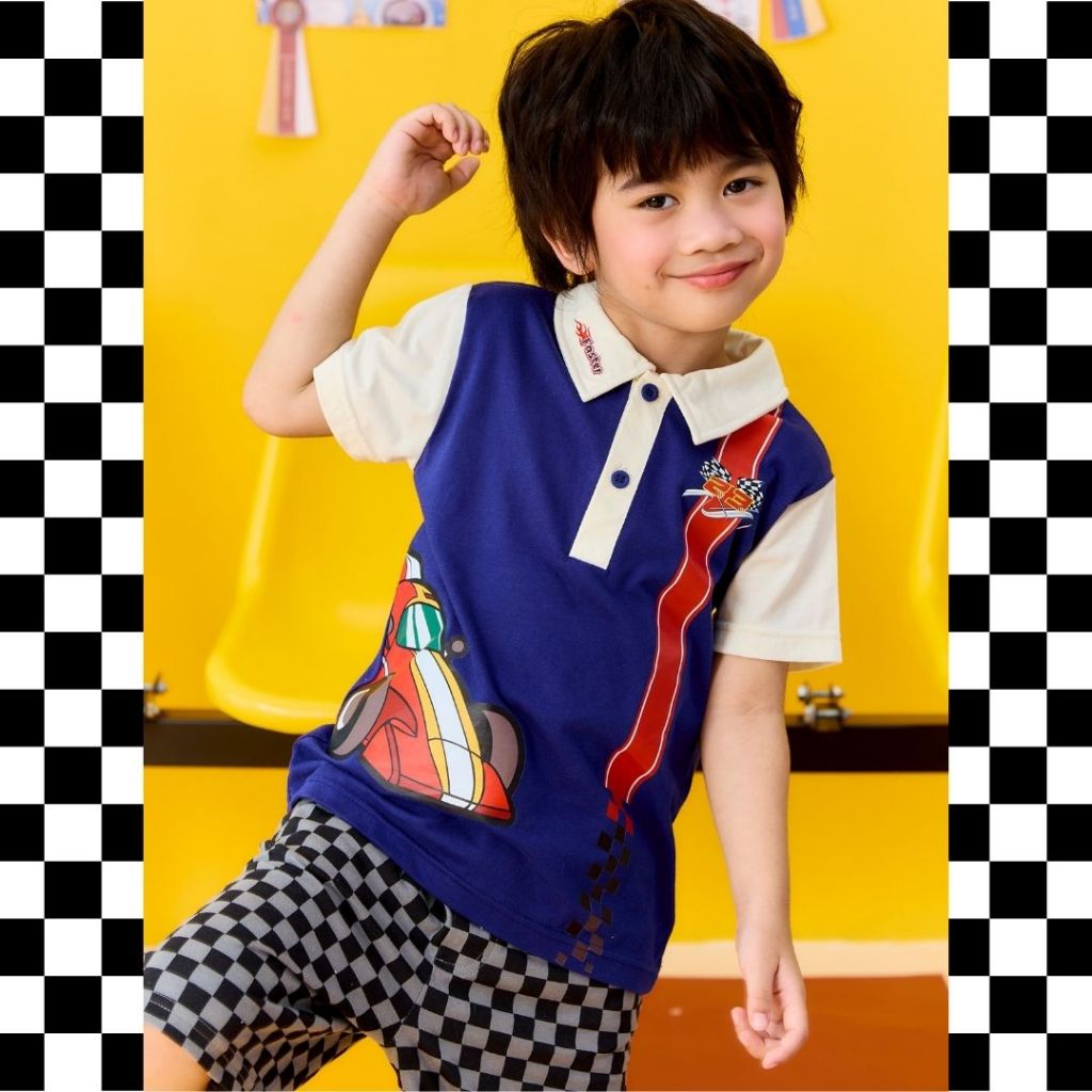 e'clat เสื้อโปโลเด็ก สกรีนลาย เสื้อเด็กผู้ชาย 1-6ปี ผ้าเจอร์ซี่100%cotton ผ้านุ่ม ใส่สบาย9107