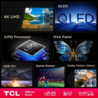 TCL ทีวี 43 นิ้ว 4K QLED Colorful Google TV รุ่น 43T6C/P7K/T6D HVA Panel,Dolby Vision &Atmos &DTS X &HDR 10+