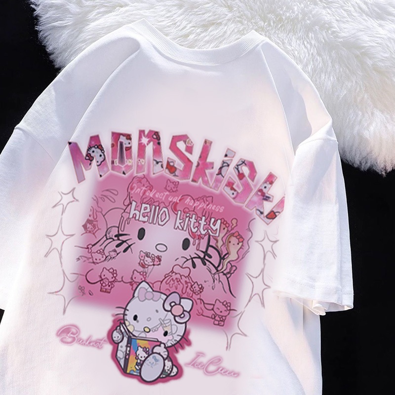 เสื้อยืดลายการ์ตูนผู้หญิงน่ารัก เสื้อยืดแฟชั่น คอกลม แขนสั้น ผ้านิ่ม แขนสั้น เสื้อผญน่ารักTA1-24