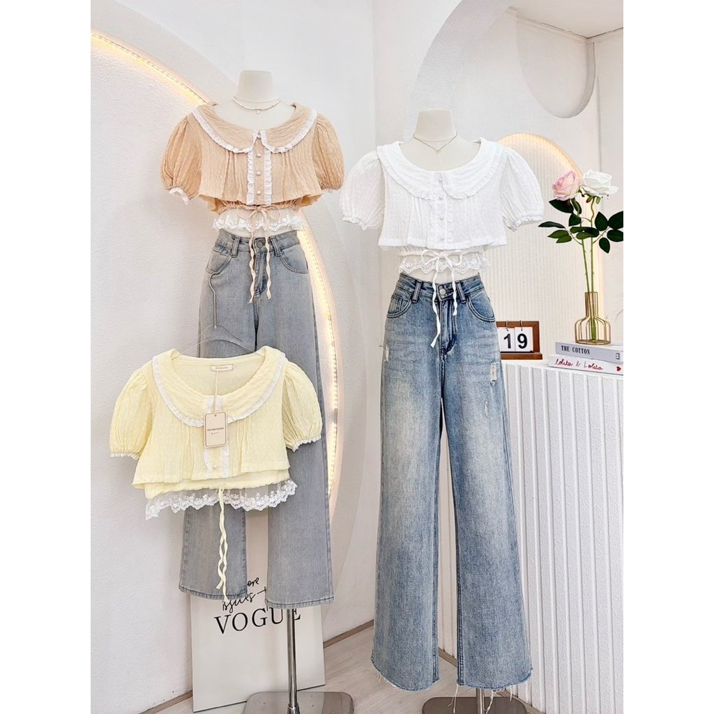 NN734 เสื้อครอบคอบัวแขนตุ๊กตาผ้ายับ Peekanong🌷