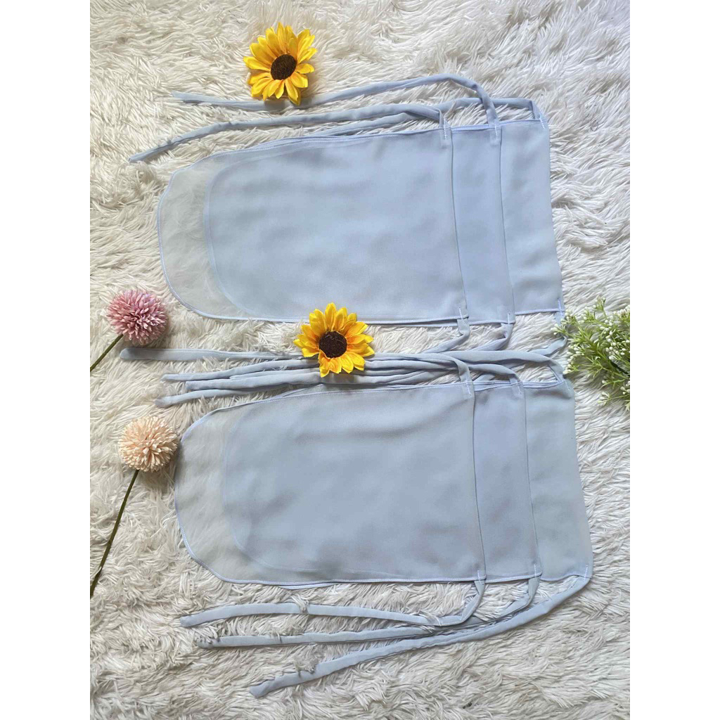 ผ้าปิดหน้านักเรียน สีขาวออฟไวท์ ผ้าชีฟอง