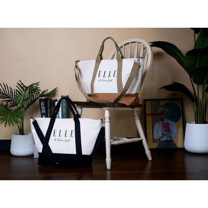 ELLE H กระเป๋าสะพายใบใหญ่ ผ้า CANVAS  มีซิป มีให้เลือก 2 สี รุ่น | H8H008