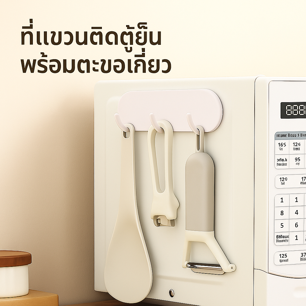 ตะขอแม่เหล็กจัดระเบียบครัว ที่แขวนของในครัวแม่เหล็ก ติดข้างไมโครเวฟ/ตู้เย็น