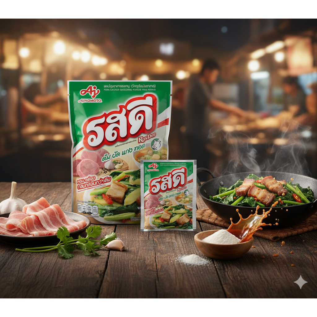 รสดี ผงปรุงรสสำเร็จรูป ขนาด 70 ก. 1 แพ็ค (เเพ็ค มี 10 ซอง) รสดี ผงปรุงรส รสหมู