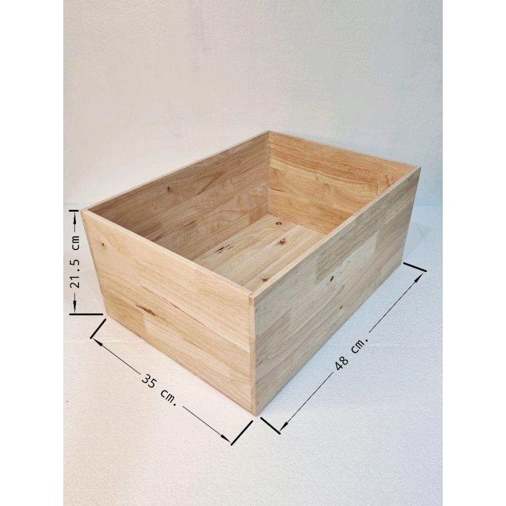 กล่องไม้มินิมอล ผิวไม้ยางพาราประสาน📦🪵ก 35 cm X ย 48 cm X ส 21.5 cm​ พร้อมส่ง❗️