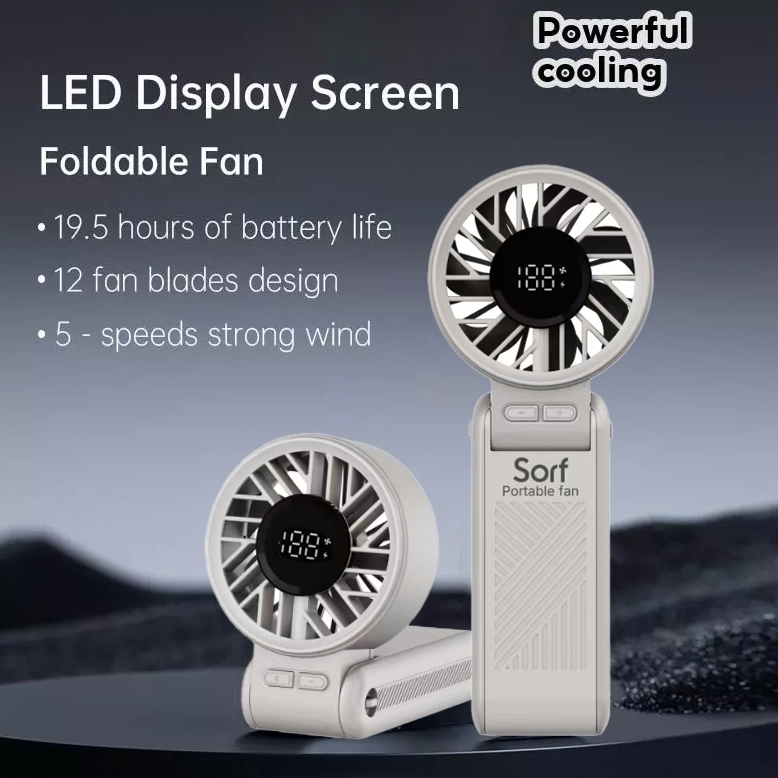 Sorf Fan A9 มินิแฟน พัดลมมือถือ เงียบ การไหลของอากาศความเร็วสูง การปรับความเร็ว พัดลมคอพับ พัดลมขนาดเล็ก แบบพกพา
