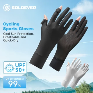 SOLOEVER Cycling gloves UPF 50+ ป้องกันรังสียูวี Women's ถุงมือขับรถหน้าจอสัมผัสแบบตาข่ายสำหรับป้องกันแสงแดด