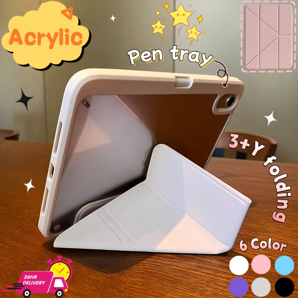 เคสipad เข้ากันได้ Air4/5 10.9 Gen10/11 A16 8/9th Mini6/7 Pro11 2018-2024 วัสดุอะคริลิก เคสไอแพดใส