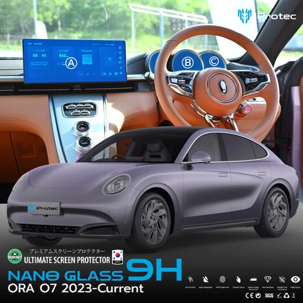 iProtec ฟิล์มใสกันรอยหน้าจอภายในรถยนต์ GWM ORA 07 ออร่า เทคโนโลยีฟิล์มระดับ 9H
