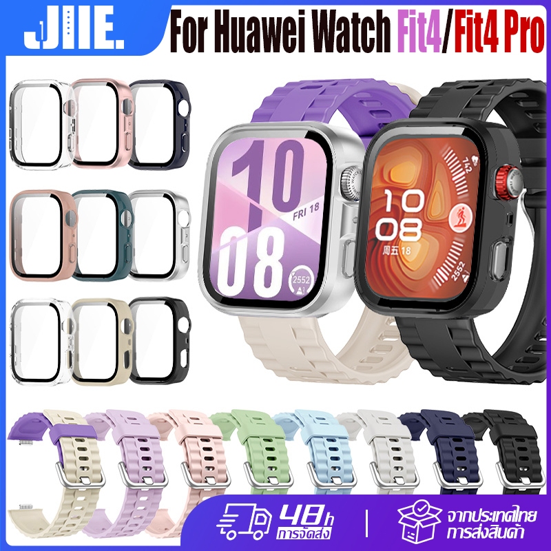 【เคส+สาย】สายรัดซิลิโคน+เคส สําหรับ Huawei Watch Fit4 / Fit4 Pro🔥Huawei Watch Fit4 Pro / Fit4 กระจกนิ