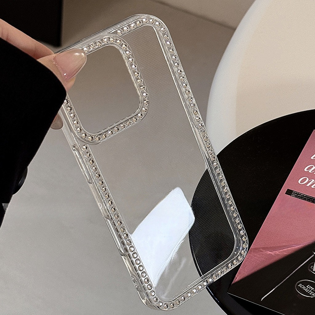 เคสโทรศัพท์ for iPhone 13 11 17 pro max Case iPhone 11 15 16 pro max 12 14 pro max เคสโทรศัพท์ 3-in-1 แบบใสแวววาว
