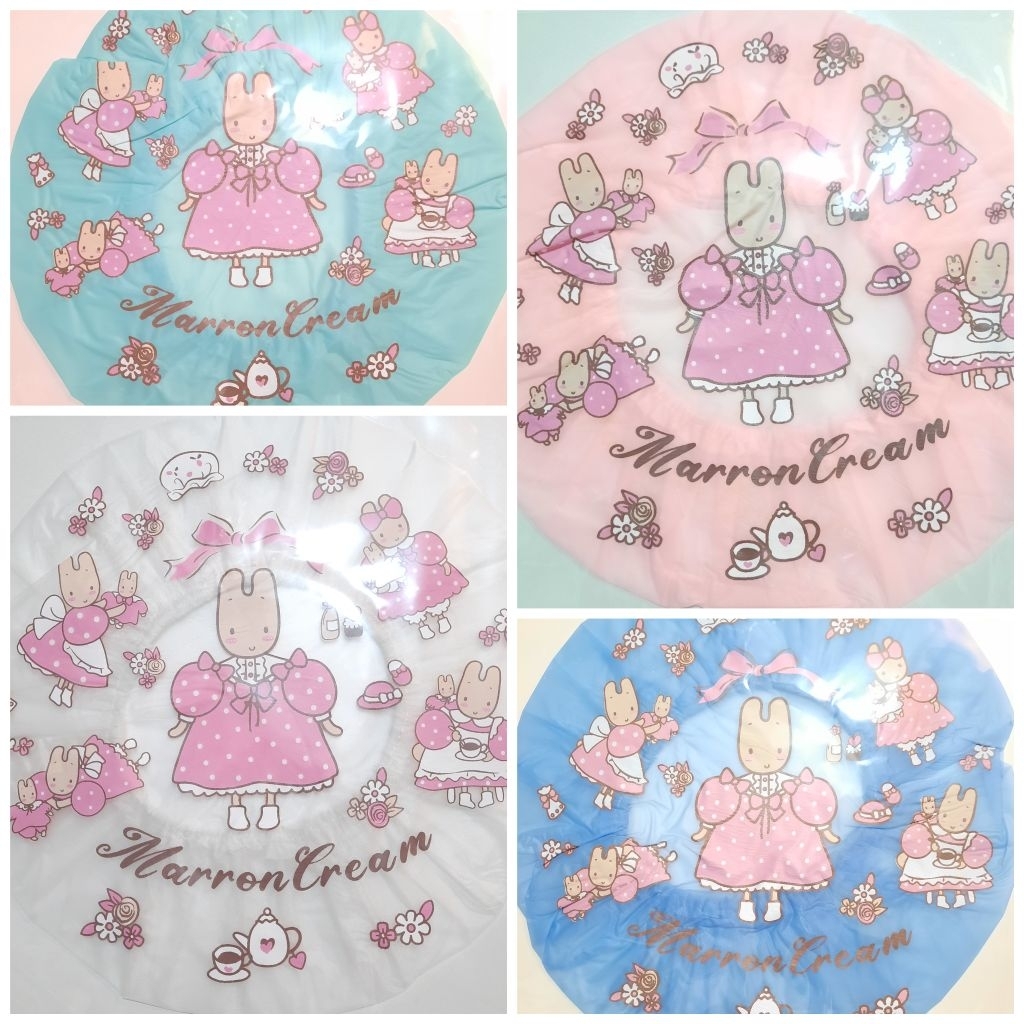 หมวกอาบน้ำ ลายกระต่ายชมพู หมวกคลุมผมอาบน้ำ