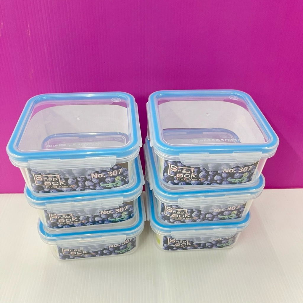 (ยกโหล 12 ชิ้น) No.1506 กล่องอาหาร ทับเปอร์แวร์ กล่องสูญญากาศ กล่องฝาล็อก รหัส 307 ก10xส4.5ซม แบบหนา ได้ 12 ชิ้น