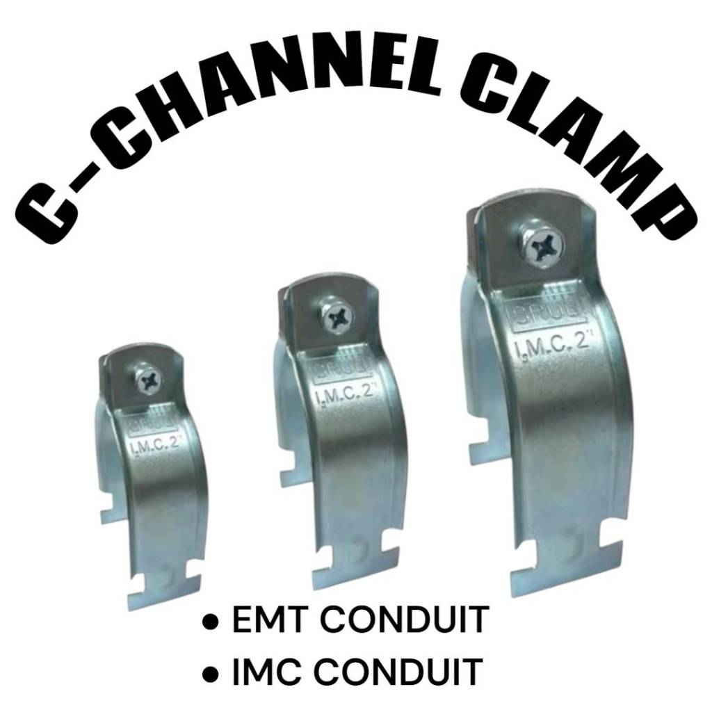 แคล้มประกับ (หนา/บาง -ชุบรุ้ง/ชุบซิงค์) IMC/EMT CONDUIT C-CHANNEL CLAMP (ZINC / GOLD)