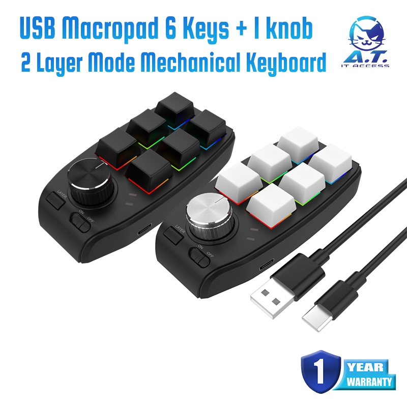 Macropad Macro Mechanical Keyboard RGB Mini Gaming Mini 6 Keys 1 Knob Function