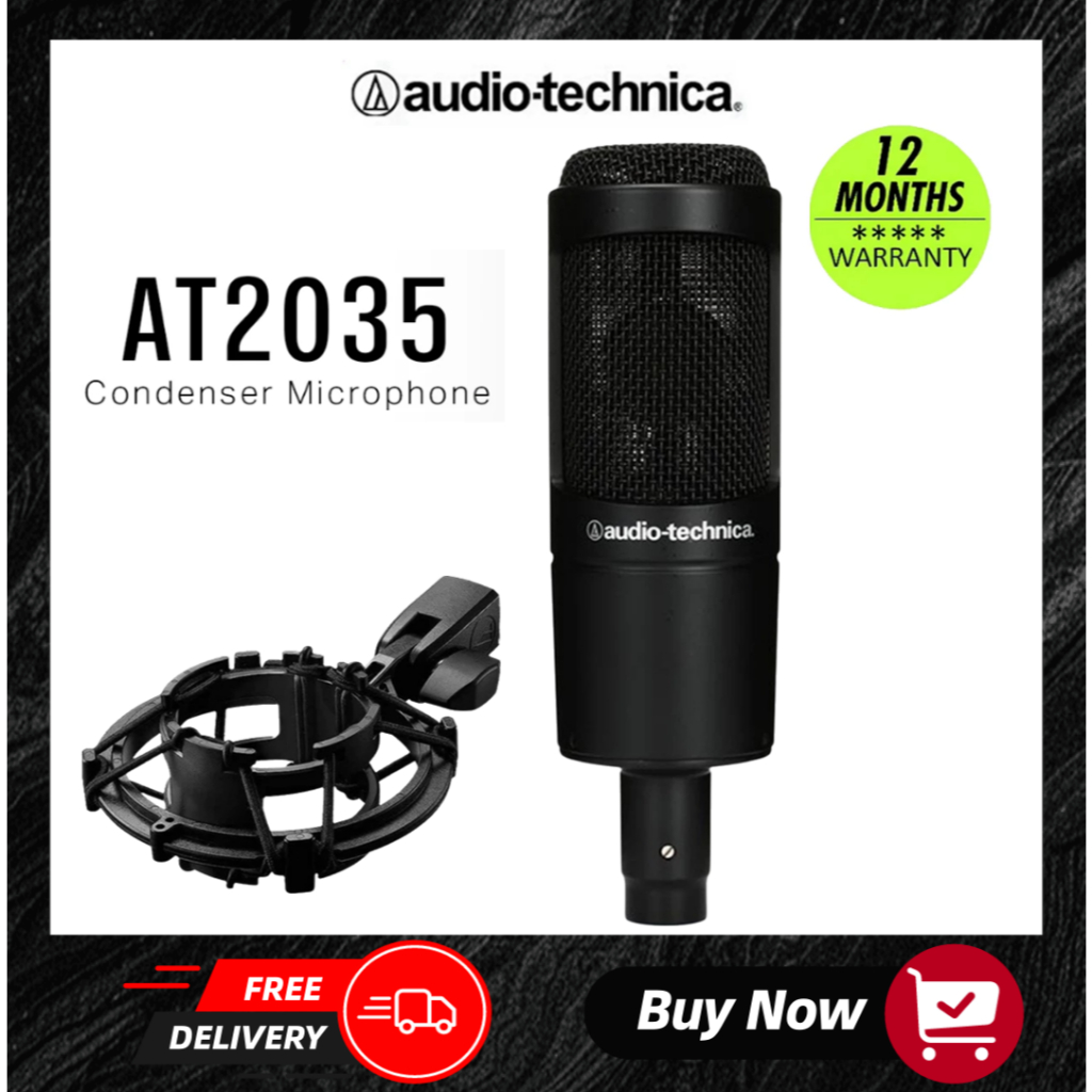【การจัดส่งด่วน】 audio-technica AT2035 cardioid ควบคุมไมโครโฟน XLR