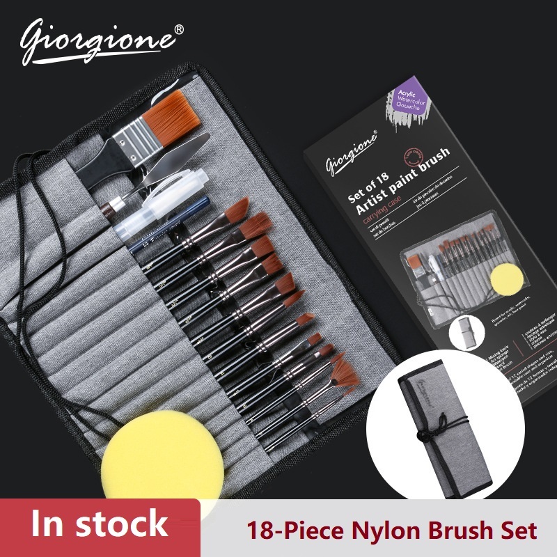 18/25pcs NylonHair WoodenHandle Watercolor Paint Brush Pen Scrubbing Scraper Acrylic Painting Art Paint Brushes Supplies - รูปที่ 5