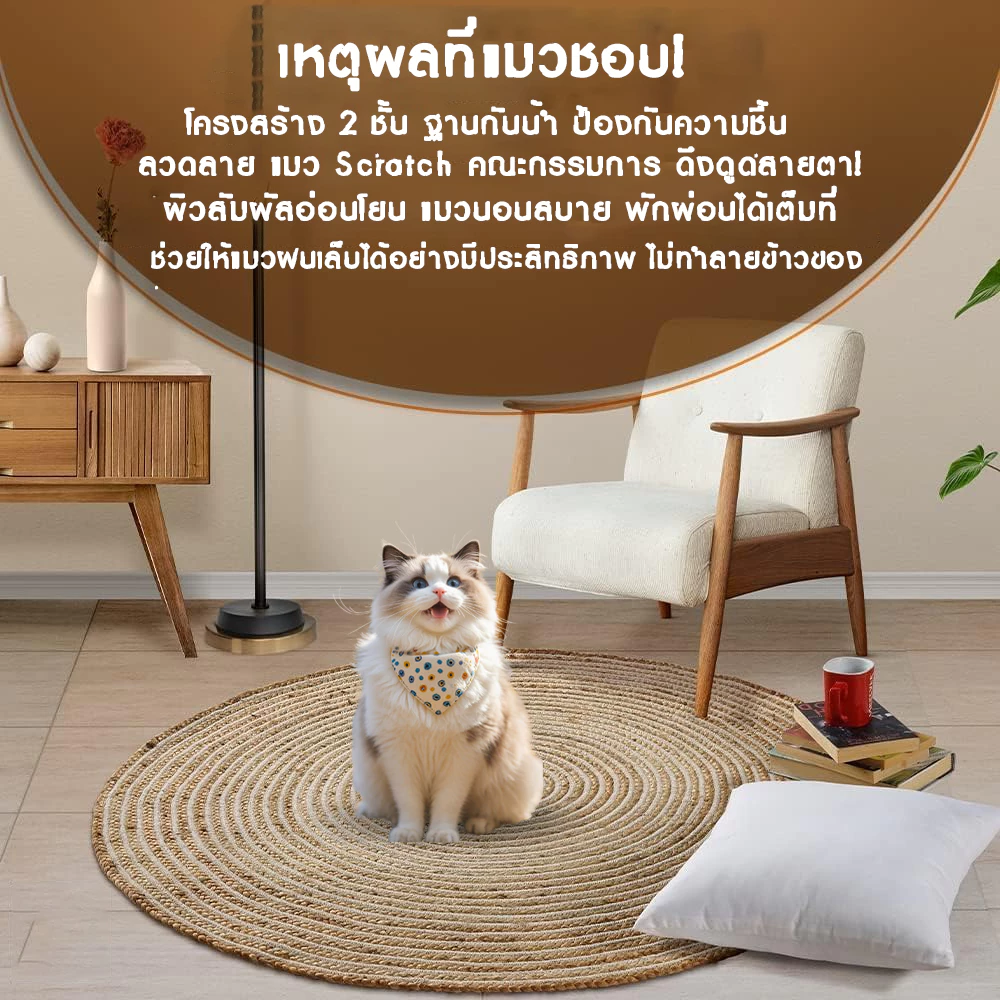 แผ่นลับเล็บแมววงกลม ถักทอจากหวาย อเนกประสงค์ thumbnail 4