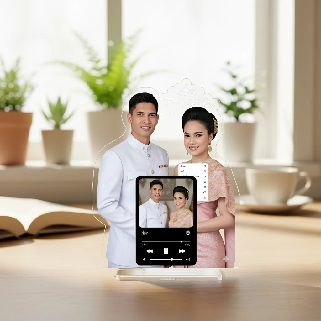 สแตนดี้อะคริลิคใส สั่งทำรูปตัวเองและข้อความ Wanpises thumbnail 5
