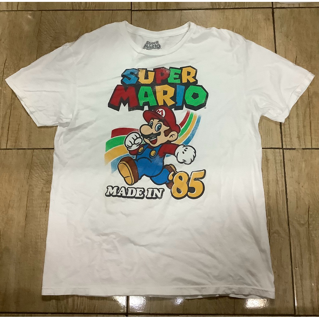 เสื้อยืดมือสอง super mario made in’85 สีขาว ไซส์ LG สภาพดี รอบอก 44นิ้ว / ความยาว 29นิ้ว สินค้าจากกร