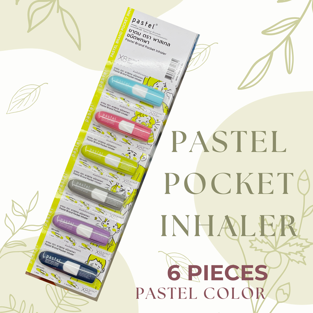 Inhaler for Cold Pastel Pocket Light Menthol fresh Nasal Congestion Relief 6 Pcs