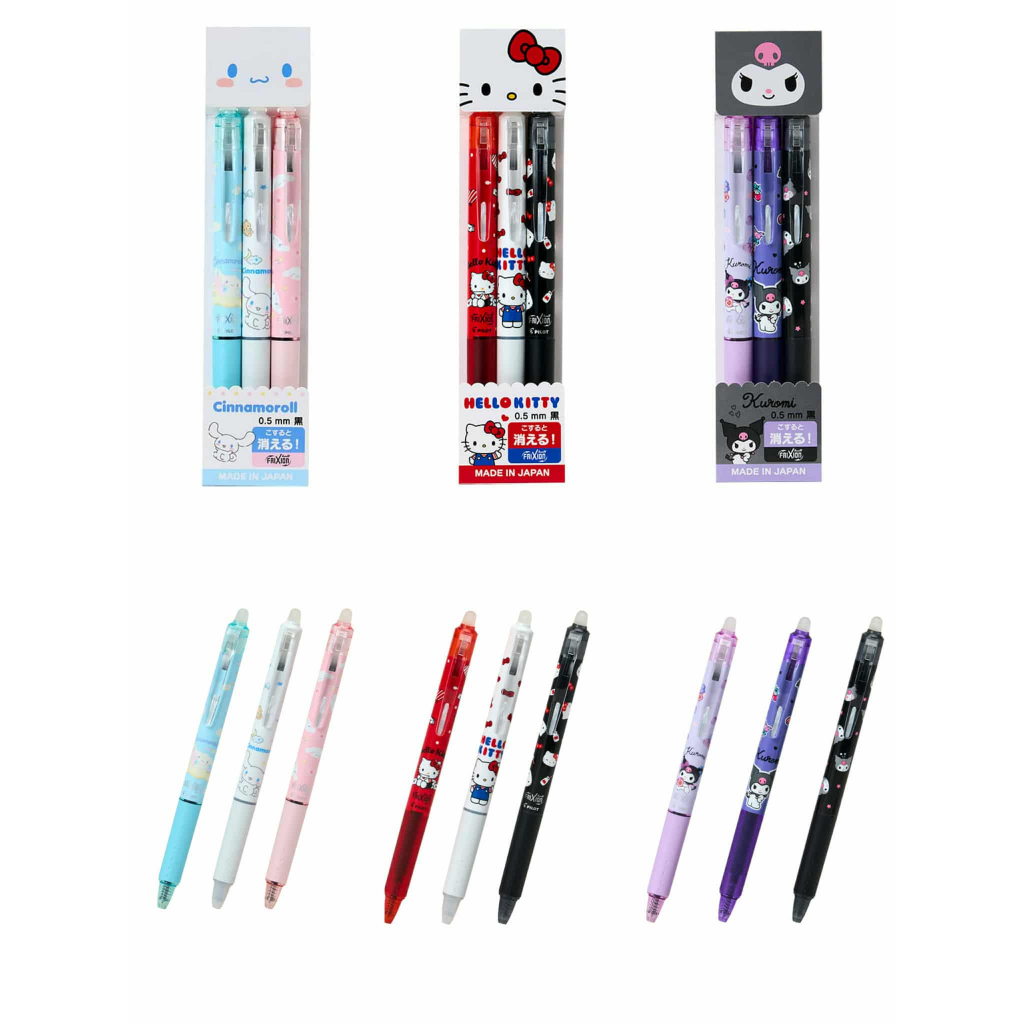 พร้อมส่ง SET ปากกาเจลลบได้ SANRIO 1 SET มี 3 ชิ้น สีดำ 0.5m