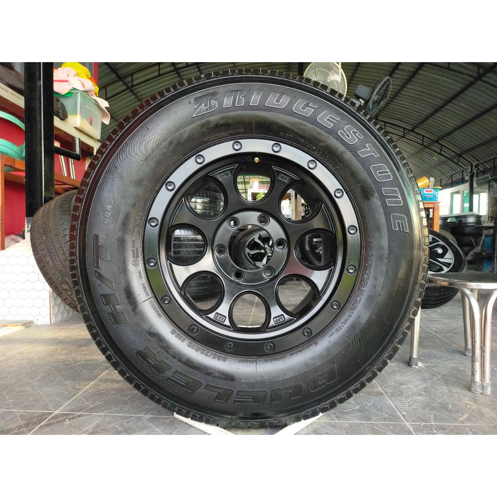 แม็กapp ขอบ16 พร้อมยางบริสโตน 265 70 16 ปี23 ยางสวยมีตุ่มหน้ายางทุกเส้น ใส่กระบะตัวสูงได้ทุกรุ่น mpv