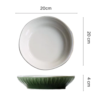 จานกลมเซรามิค 7.5/8/9นิ้ว มี3สี ฟ้า สีเขียว ชมพู จานเวฟได้ อบได้ ล้างเครื่องได้ มินิมอล