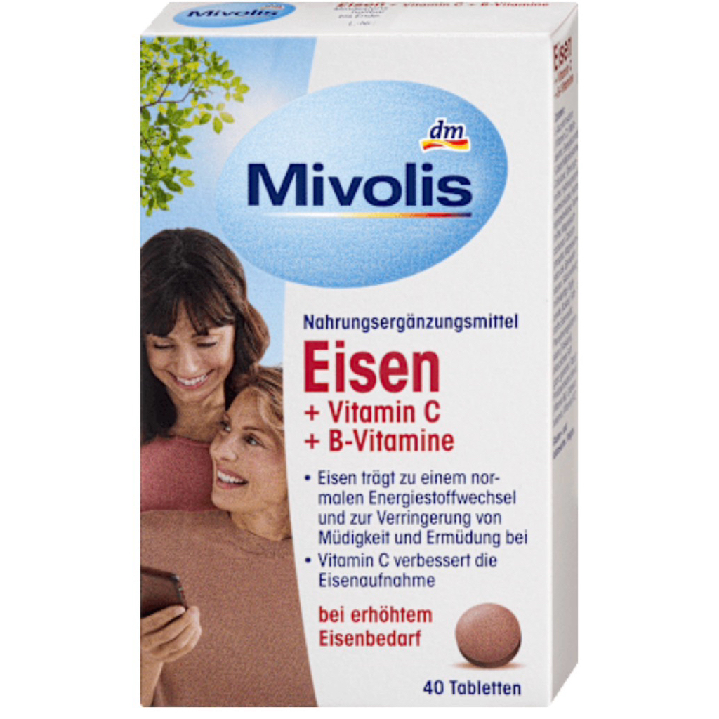 Mivolis Iron + Vitamin C + Vitamin B (ธาตุเหล็ก + วิตามินซี + วิตามินบี) 40 เม็ด 25 กรัม