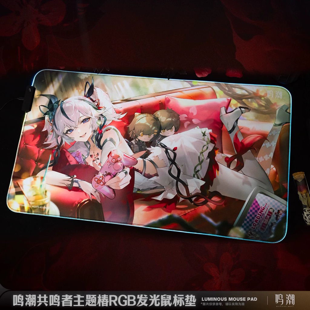 [พร้อมส่ง] Official แท้ *มีไฟ RGB 40*70cm WuWa แผ่นรองเมาส์ Camellya Wuthering waves Kuro game