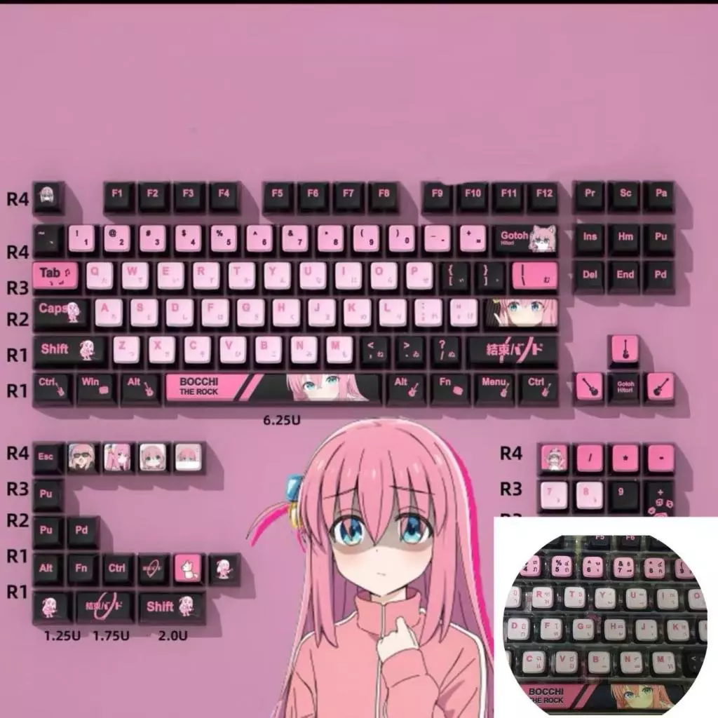 คีย์แคปพุดดิ้ง ลายการ์ตูนน่ารัก ลายคมชัดสวย 129 ปุ่ม PBT + PC Doubleshot + การระเหิดความร้อน คีย์แคปอะนิเมะ ลายการ์ตูนน่
