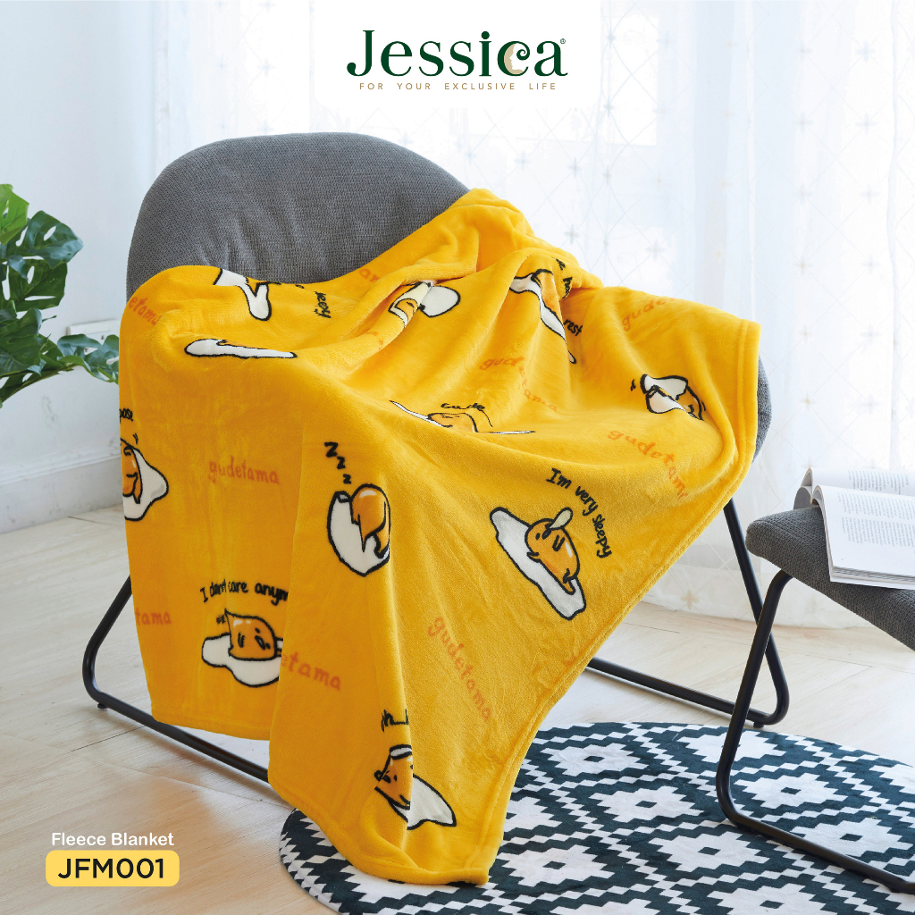 Jessica ผ้าห่มฟลีซ (ขนาด 40x60 นิ้ว) ไข่ขี้เกียจ Gudetama JFM001 Fleece Blanket