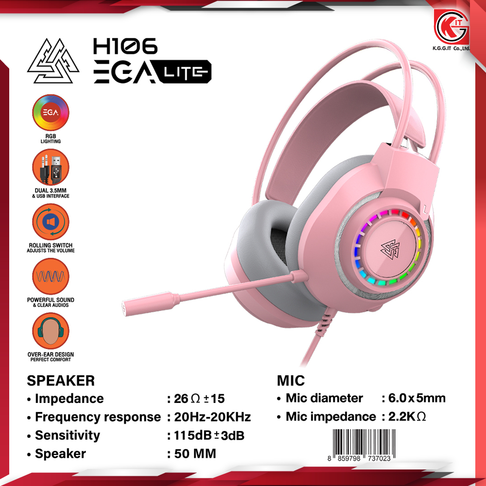 (แถมสายแปลงต่อมือถือ) หูฟังเกมมิ่ง EGA H106 ระบบsterio 3.5mm