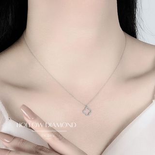 ESCOBAL สร้อยเงิน Hollow Diamond สร้อยคอเพชร จี้สร้อยคอ สร้อ…