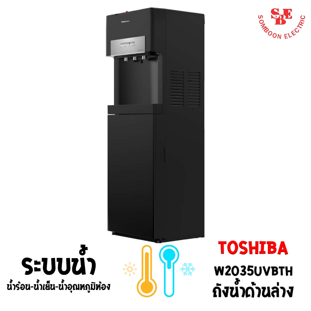 เครื่องกดน้ำร้อน-น้ำเย็น-น้ำอุณหภูมิห้อง UV LED TOSHIBA รุ่น RWF-W2035UVBTH(K)