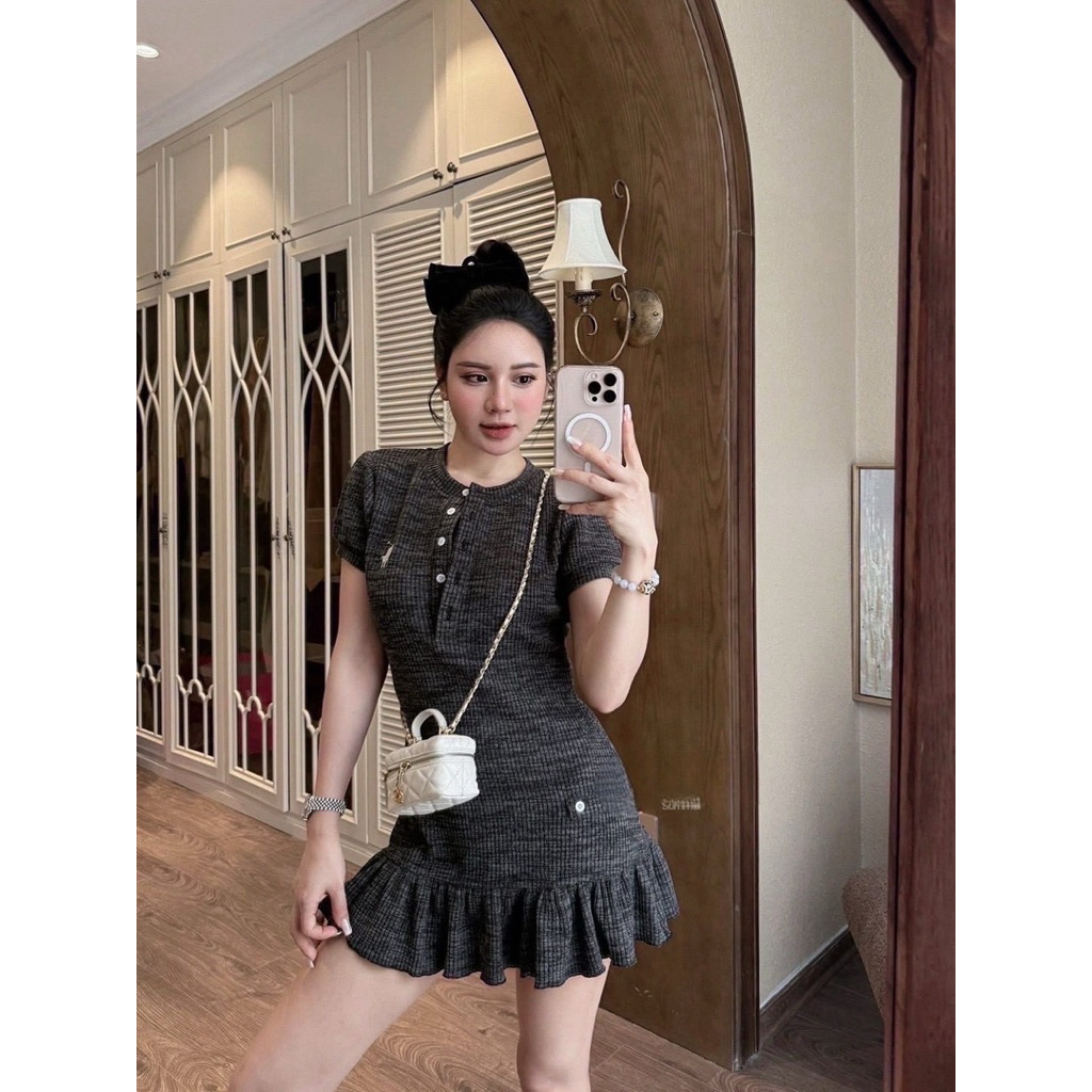 เดรสสาวอวบโปโลปัก กระดุมหน้า สวยสไตล์ลูกคุณหนู น่ารัก
