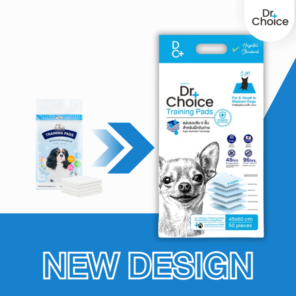 ( ยกลัง ) Dr.Choice Training Pad - แผ่นรองซับสำหรับสุนัข (ยกลัง 4-20 แพ็ก )