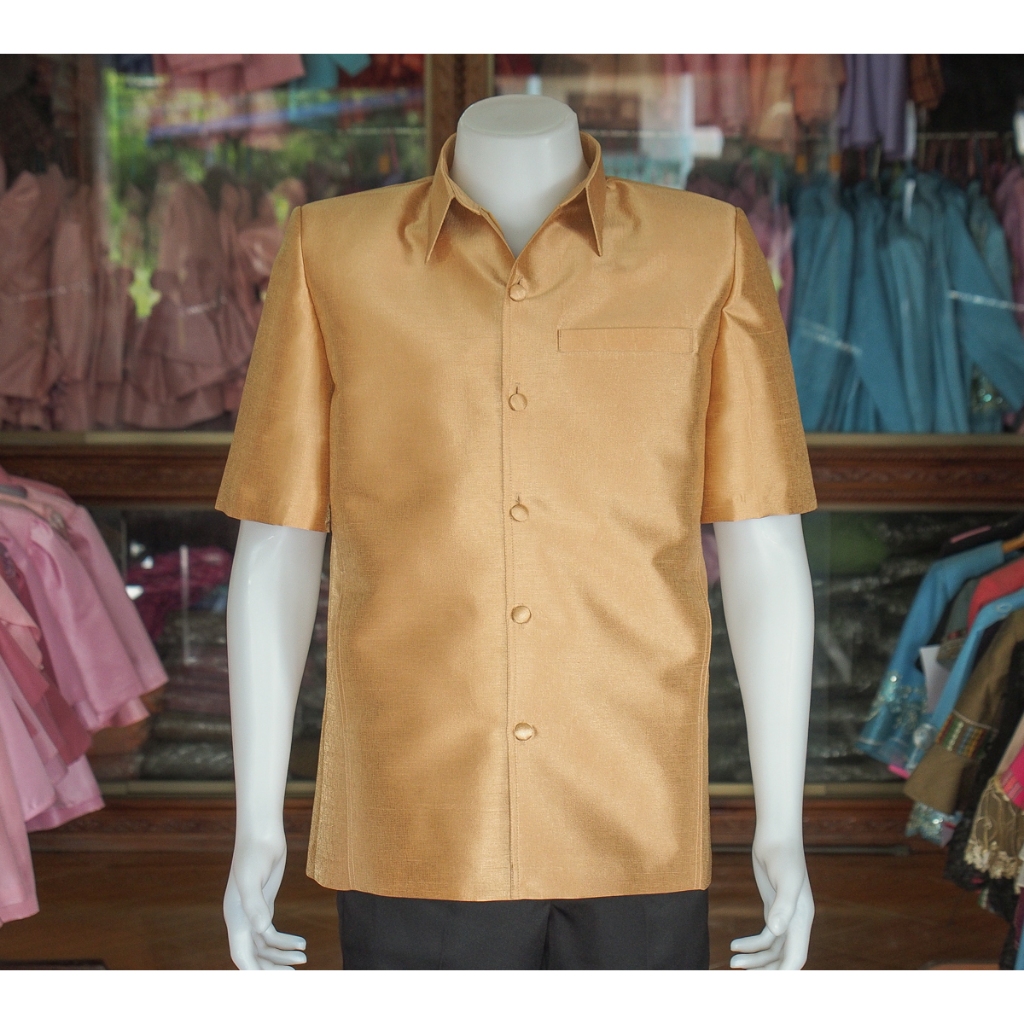 เสื้อสูทผ้าไหมมุก สีทอง