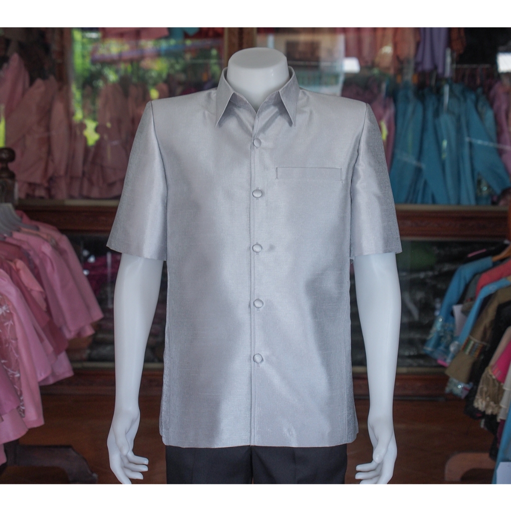 เสื้อสูทผ้าไหมมุก สีเทาเงิน