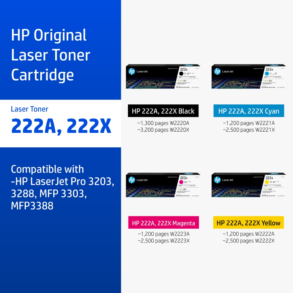 [ส่งด่วน] HP 222A / 222X Original LaserJet Toner Cartridge | ตลับหมึกเลเซอร์ สี / สีดำ