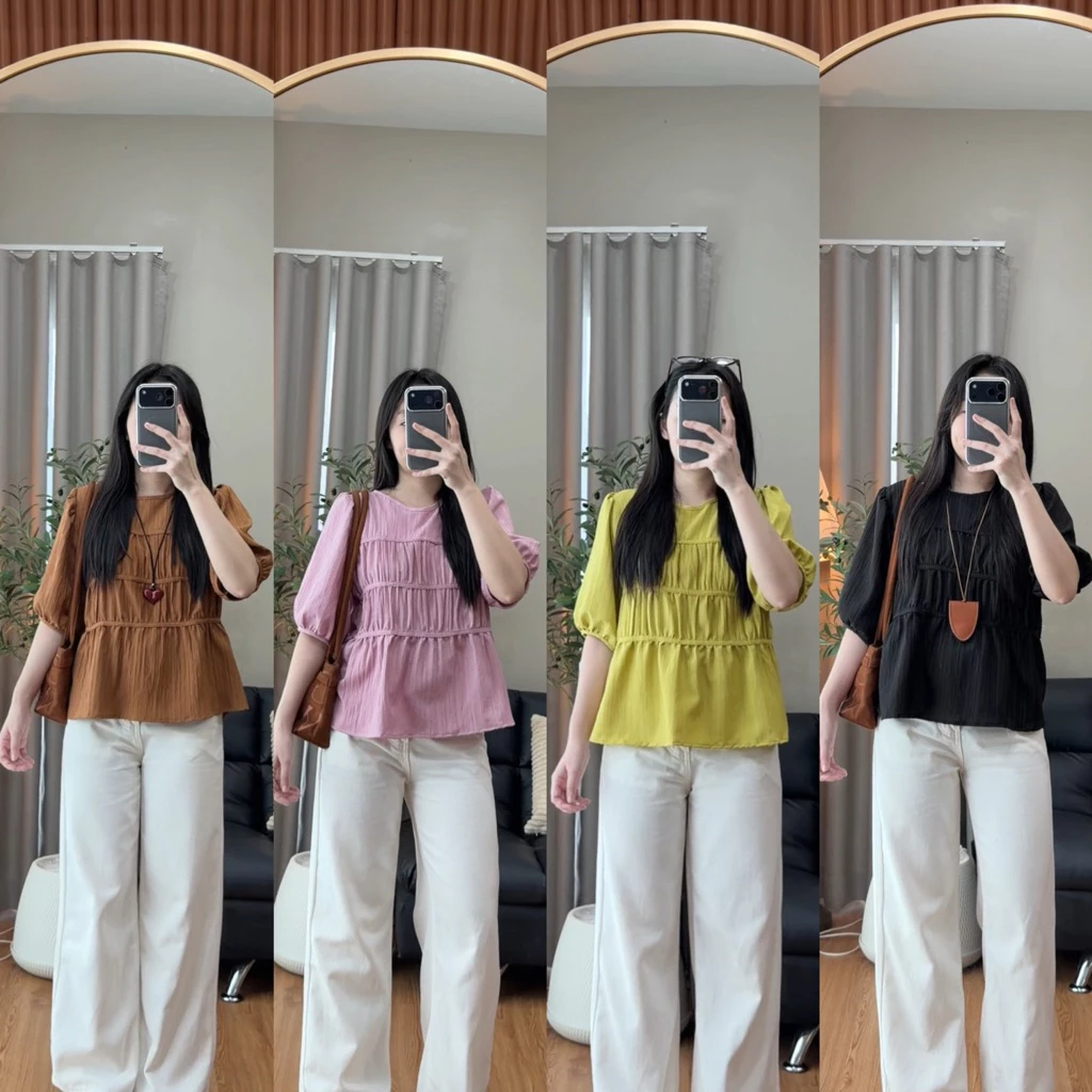 เสื้อแขนตุ๊กตาแต่งเลเยอร์ดานหน้า มี 2 ไซส์ ทรงหลวม YY7 thumbnail 4