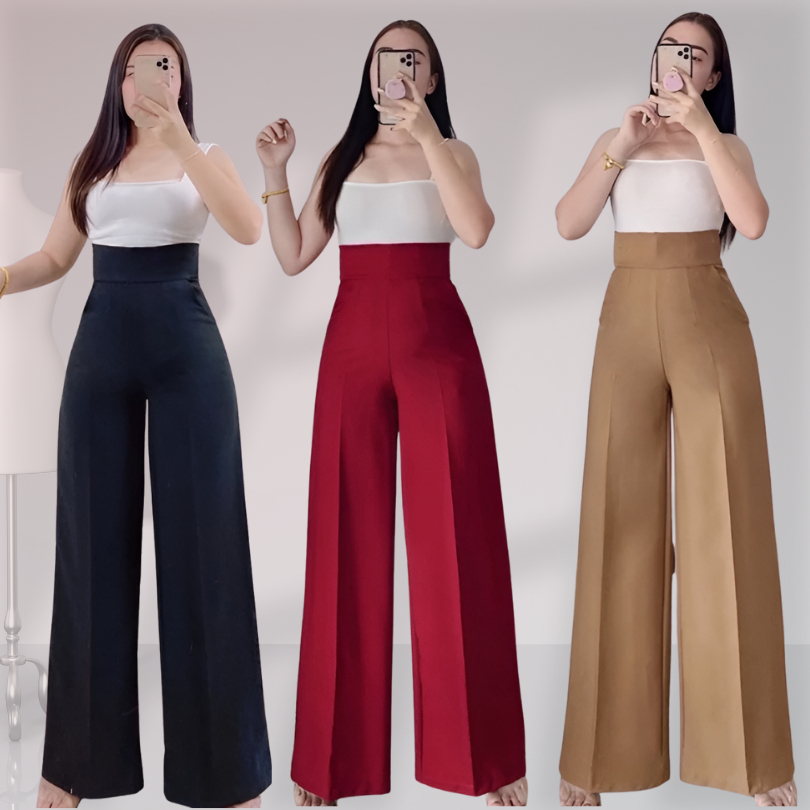 รุ่นตะขอหน้า S-4XL กางเกงขายาวเอวสูงปรี๊ด มีหู ทรงกระบอกใหญ่(มีหู)