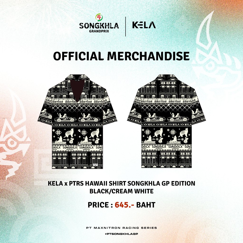 KELA x PTRS HAWAII SHIRT SONGKHLA GP EDITION -  (BLACK/CREAM WHITE)