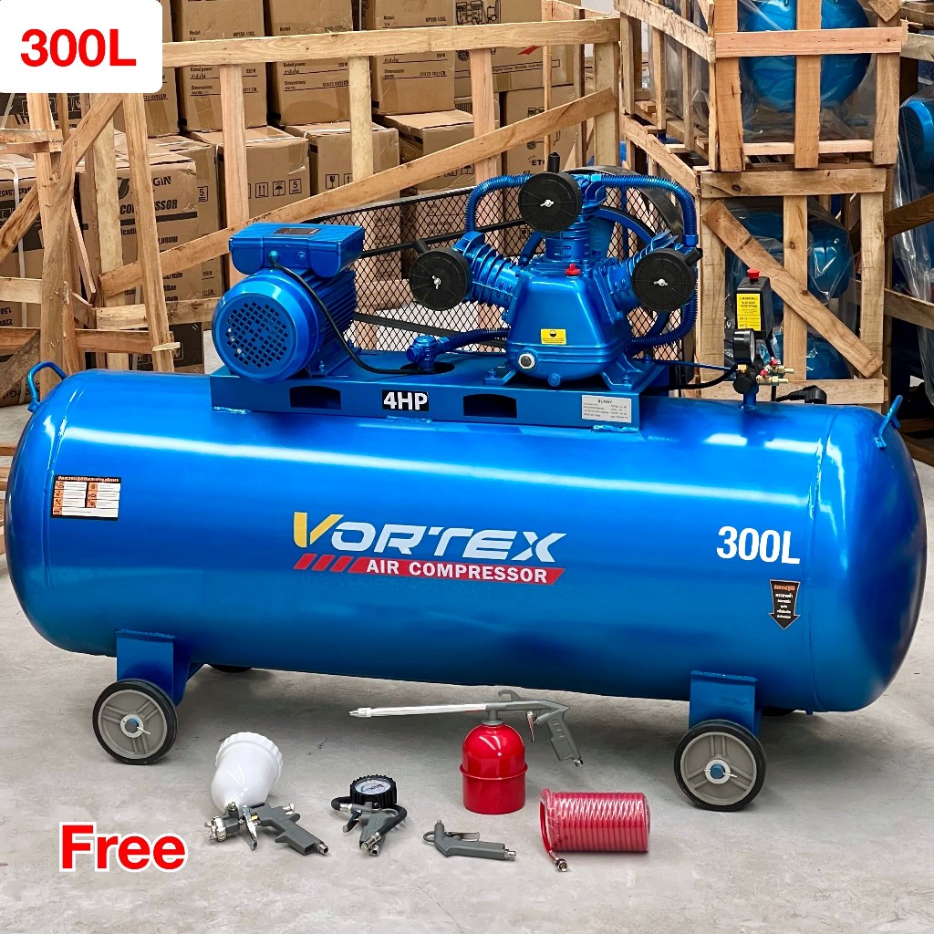 ปั้มลมใหญ่ ครบรุ่นขนาด 100ลิตร 150ลิตร 200ลิตร 300ลิตร ของแท้ Vortex  แถมฟรีอุปกรณ์ใช้งาน ประกัน2ปี
